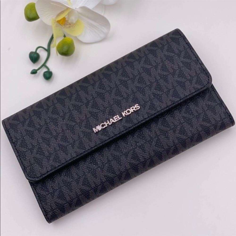 Michael Kors Trifold Wallet Signature Black - Picture 1 of 14